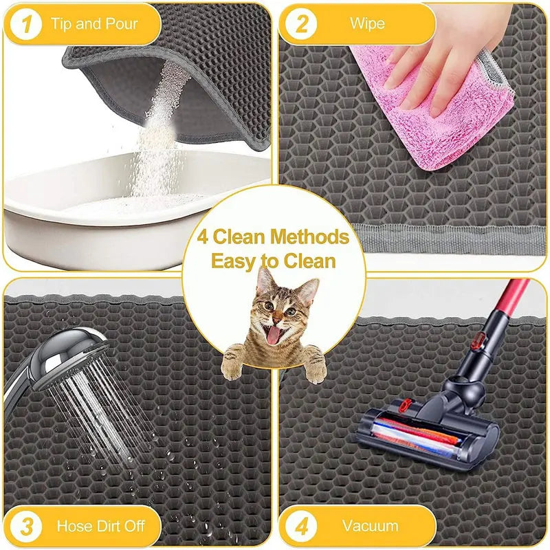 Pet Cat Litter Mat Waterproof Double Layer Cat Litter Trapping Pet Litter Box Mat Clean Pad Products For Cats Accessories