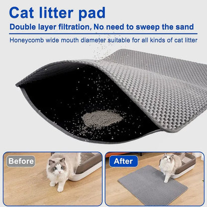 Pet Cat Litter Mat Waterproof Double Layer Cat Litter Trapping Pet Litter Box Mat Clean Pad Products For Cats Accessories